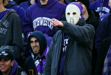 EVANSTON, IL - OCTOBER 31: A fan of the Northwestern Wildcats waers a mask on Halloween as the Wildcats take on the Penn State Nittany Lions at Ryan Field on October 31, 2009 in Evanston, Illinois. Penn State defeated Northwestern 34-13. (Photo by Jonathan Daniel/Getty Images)
