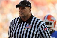 GAINESVILLE, FL - OCTOBER 17: SEC umpire Ronnie Jones watches play as the Florida Gators host the Arkansas Razorbacks October 17, 2009 at Ben Hill Griffin Stadium in Gainesville, Florida. (Photo by Al Messerschmidt/Getty Images)