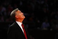 NEW YORK - NOVEMBER 06:  Head coach Mike D'Antoni of the New York Knicks checks the scoreboard after a basket by the Cleveland Cavaliers at Madison Square Garden November 6, 2009 in New York City. NOTE TO USER: User expressly acknowledges and agrees that, by downloading and/or using this Photograph, User is consenting to the terms and conditions of the Getty Images License Agreement.  (Photo by Chris McGrath/Getty Images)