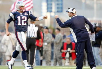 FOXBORO, MA - NOVEMBER 08:  Tom Brady #12 of the New England Patriots celebrates after the two point conversion in the second half against the Miami Dolphin on November 8, 2009 at Gillette Stadium in Foxboro, Massachusetts. The Patriots defeated the Dolphins 27-17.  (Photo by Elsa/Getty Images)