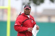SANTA CLARA, CA - MAY 01: Head coach Mike Singletary of the San Francisco 49ers looks on during the 49ers Minicamp at their training facilities on May 1, 2009 in Santa Clara, California. (Photo by Jed Jacobsohn/Getty Images)