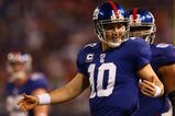 EAST RUTHERFORD, NJ - NOVEMBER 08:  Eli Manning # 10 of the New York Giants appeals a referee's decision in NFL action against the San Diego Chargers on November 8, 2009 at Giants Stadium in East Rutherford, New Jersey.  (Photo by Chris McGrath/Getty Images)