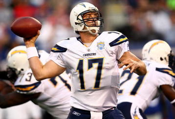 EAST RUTHERFORD, NJ - NOVEMBER 08:  Philip Rivers #17 of the San Diego Chargers throws a pass against the New York Giants on November 8, 2009 at Giants Stadium in East Rutherford, New Jersey.  (Photo by Chris McGrath/Getty Images)