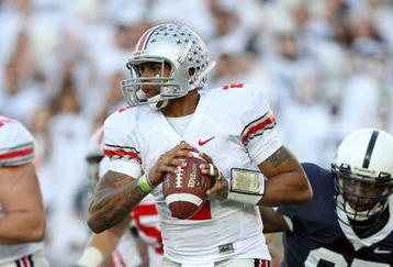 STATE COLLEGE, PA - NOVEMBER 7: Quarterback Terrelle Pryor #2 of the Ohio State Buckeyes rolls out to pass during a game against the Penn State Nittany Lions on November 7, 2009 at Beaver Stadium in State College, Pennsylvania. Ohio State won 24-7. (Photo by Hunter Martin/Getty Images)