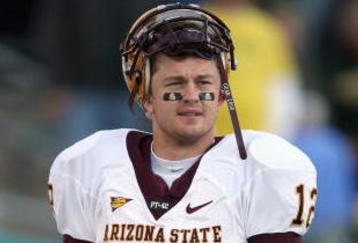 EUGENE, OR - NOVEMBER 03: Rudy Carpenter #12 of the Arizona State Sun Devils looks on during the game against the Oregon Ducks at Autzen Stadium on November 3, 2007 in Eugene, Oregon. The Ducks defeated the Sun Devils 35-23. (Photo by Otto Greule Jr/Getty Images)