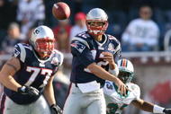 FOXBORO, MA - NOVEMBER 8:  Tom Brady #12 of the New England Patriots throws against the Miami Dolphins at Gillette Stadium on November 8, 2009 in Foxboro, Massachusetts.  (Photo by Jim Rogash/Getty Images)
