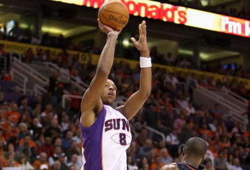 PHOENIX - OCTOBER 30:  Channing Frye #8 of the Phoenix Suns puts up a shot during the NBA game against the Golden State Warriors at US Airways Center on October 30, 2009 in Phoenix, Arizona.  The Suns defeated the Warriors 123-101.   NOTE TO USER: User expressly acknowledges and agrees that, by downloading and or using this photograph, User is consenting to the terms and conditions of the Getty Images License Agreement.  (Photo by Christian Petersen/Getty Images)