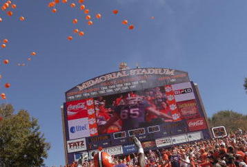 CLEMSON, SC - NOVEMBER 12:  Clemson Tigers players take the field for a game against the Florida State Seminoles during an Atlantic Coast Conference game on November 12, 2005 at Clemson Memorial Stadium in Clemson, South Carolina.  (Photo by Grant Halverson/Getty Images)