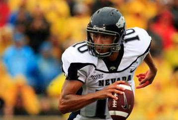 COLUMBIA, MO - SEPTEMBER 13:  Quarterback Colin Kaepernick #10 of the Nevada Wolf Pack rolls out during the first half of the game against the Missouri Tigers on September 13, 2008 at Memorial Stadium in Columbia, Missouri.  (Photo by Jamie Squire/Getty Images)