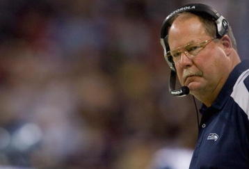 ST. LOUIS, MO - DECEMBER 14: Head coach Mike Holmgren of the Seattle Seahawks watches his team play against the St. Louis Rams at the Edward Jones Dome on December 14, 2008 in St. Louis, Missouri.  The Seahawks beat the Rams 23-20.  (Photo by Dilip Vishwanat/Getty Images)