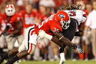 ATHENS, GA - SEPTEMBER 12:  Rennie Curran #35 of the Georgia Bulldogs against the South Carolina Gamecocks at Sanford Stadium on September 12, 2009 in Athens, Georgia.  (Photo by Kevin C. Cox/Getty Images)