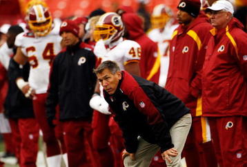 LANDOVER, MD - OCTOBER 18:  Washington Redskins head coach Jim Zorn watches from the sideline as his team loses to the Kansas Chiefs October 18, 2009 at FedEx Field in Landover, Maryland. The Chiefs won the game 14-6.  (Photo by Win McNamee/Getty Images)
