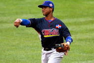 ST LOUIS, MO - JULY 12: World Futures All-Star Starlin Castro of the Chicago Cubs fields the ball during the 2009 XM All-Star Futures Game at Busch Stadium on July 12, 2009 the in St. Louis, Missouri.  (Photo by Dilip Vishwanat/Getty Images)