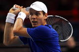 PARIS - NOVEMBER 09:  Tomas Berdych of the Czech Republic in action during his match against Vincent Millot of France during the ATP Masters Series at the Palais Omnisports De Paris-Bercy on November 9, 2009 in Paris, France.  (Photo by Clive Rose/Getty Images)