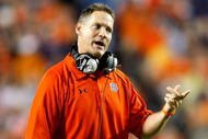 AUBURN, AL - SEPTEMBER 19: Head coach Gene Chizik of the Auburn Tigers looks on during the game against the West Virginia Mountaineers at Jordan-Hare Stadium on September 19, 2009 in Auburn, Alabama. (Photo by Kevin C. Cox/Getty Images)