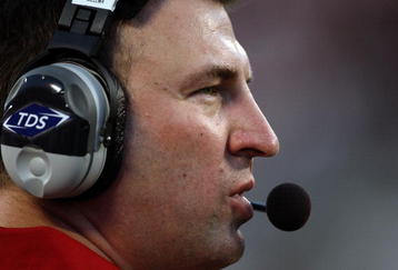 ORLANDO, FL - DECEMBER 27:  Heqd coach Bret Bielema of the Wisconsin Badgers watches the action during the Champs Bowl against the Florida State Seminoles on December 27, 2008 at the Citrus Bowl in Orlando, Florida.  (Photo by Sam Greenwood/Getty Images)