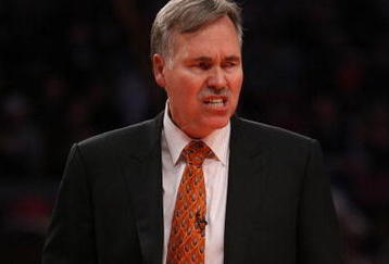 NEW YORK - OCTOBER 31:  Head Coach Mike D'Antoni of the New York Knicks reacts during the game against the Philadelphia 76ers at Madison Square Garden on October 31, 2009 in New York City. The 76ers defeated the Knicks 141-127. NOTE TO USER: User expressly acknowledges and agrees that, by downloading and or using this photograph, User is consenting to the terms and conditions of the Getty Images License Agreement.  (Photo by Chris Trotman/Getty Images)