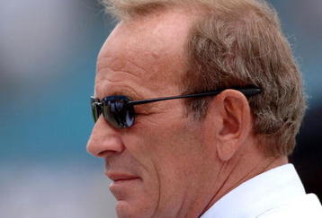 Denver Broncos owner Pat Bowlen watches warmups before play against Jacksonville Jaguars  October 2, 2005 in Jacksonville. The Broncos defeated the Jaguars 20 - 7.  (Photo by Al Messerschmidt/Getty Images)
