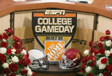 PASADENA, CA - JANUARY 1:  Detail view of the ESPN College Game Day set after the game between the Penn State Nittany Lions and the USC Trojans on January 1, 2009 at the Rose Bowl in Pasadena, California.  USC won 38-24.  (Photo by Jeff Golden/Getty Images)