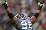 SEATTLE - NOVEMBER 08:  Defensive tackle Brandon Mebane #92 of the Seattle Seahawks celebrates after sacking the quarterback against the Detroit Lions on November 8, 2009 at Qwest Field in Seattle, Washington. The Seahawks defeated the Lions 32-20. (Photo by Otto Greule Jr/Getty Images)