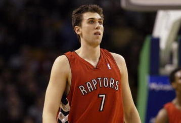 BOSTON - JANUARY 12:  Andrea Bargnani #7 of the Toronto Raptors looks on during a game against the Boston Celtics at the TD Banknorth Garden on January 12, 2007 in Boston, Massachusetts.  The Raptors defeated the Celtics 95-86. NOTE TO USER: User expressly acknowledges and agrees that, by downloading and or using this photograph, User is consenting to the terms and conditions of the Getty Images License Agreement. (Photo by Elsa/Getty Images)