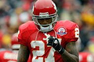KANSAS CITY, MO - OCTOBER 11: Running back Larry Johnson #27 of the Kansas City Chiefs walks off the field during the game against the Dallas Cowboys on October 11, 2009 at Arrowhead Stadium in Kansas City, Missouri. (Photo by Jamie Squire/Getty Images)