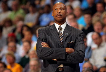 DENVER - APRIL 22:  Head coach Byron Scott of the New Orleans Hornets looks on during action against the Denver Nuggets in Game Two of the Western Conference Quarterfinals during the 2009 NBA Playoffs at Pepsi Center on April 22, 2009 in Denver, Colorado. The Nuggets defeated the Hornets 108-93. NOTE TO USER: User expressly acknowledges and agrees that, by downloading and or using this photograph, User is consenting to the terms and conditions of the Getty Images License Agreement.  (Photo by Doug Pensinger/Getty Images)