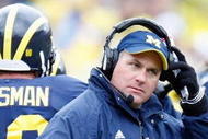ANN ARBOR, MI - OCTOBER 24: Head coach Rich Rodriguez of the Michigan Wolverines looks on during the game against the Penn State Nittany Lions on October 24, 2009 at Michigan Stadium in Ann Arbor, Michigan. (Photo by Gregory Shamus/Getty Images)