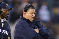 SOUTH BEND, IN - OCTOBER 03: Head coach Charlie Weis of the Notre Dame Fighting Irish watches as his team takes on the Washington Huskies on October 3, 2009 at Notre Dame Stadium in South Bend, Indiana.  Notre Dame defeated Washington 37-30 in overtime. (Photo by Jonathan Daniel/Getty Images)