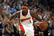 OAKLAND, CA - OCTOBER 28:  Stephen Jackson #1 of the Golden State Warriors dribbles the ball during their game against the Houston Rockets at Oracle Arena on October 28, 2009 in Oakland, California.  (Photo by Ezra Shaw/Getty Images)