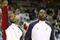 CLEVELAND - OCTOBER 27:  (L-R) LeBron James #23 and Shaquille O'Neal #33 of the Cleveland Cavaliers warm up prior to the season opener against the Boston Celtics at Quicken Loans Arena on October 27, 2009 in Cleveland, Ohio.  NOTE TO USER: User expressly acknowledges and agrees that, by downloading and or using this photograph, User is consenting to the terms and conditions of the Getty Images License Agreement. (Photo by Gregory Shamus/Getty Images)