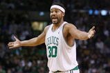 BOSTON - NOVEMBER 01:  Rasheed Wallace #30 of the Boston Celtics reacts after there is not a call against the New Orleans Hornets at the TD Garden on November 1, 2009 in Boston, Massachusetts.  NOTE TO USER: User expressly acknowledges and agrees that, by downloading and or using this photograph, User is consenting to the terms and conditions of the Getty Images License Agreement.  (Photo by Elsa/Getty Images)