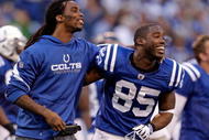 INDIANAPOLIS - NOVEMBER 08:  Pierre Garcon #85 of the Indianapolis Colts celebrates after the Colts beat  the Houston Texans 20-17 at Lucas Oil Stadium on November 8, 2009 in Indianapolis, Indiana.  (Photo by Andy Lyons/Getty Images)