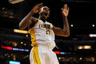LOS ANGELES, CA - MARCH 12:  Guard Patrick Christopher #23 of the California Golden Bears dunks the ball against the USC Trojans in the Pacific Life Pac-10 Men's Basketball Tournament at the Staples Center on March 12, 2009 in Los Angeles, California.  (Photo by Harry How/Getty Images)