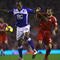 LIVERPOOL, ENGLAND - NOVEMBER 09:  Javier Mascherano of Liverpool battles for the ball with Cameron Jerome of Birmingham City, prior to Jerome scoring his team's second goal during the Barclays Premier League match between Liverpool and Birmingham City at Anfield on November 9, 2009 in Liverpool, England.  (Photo by Alex Livesey/Getty Images)
