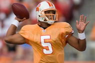TAMPA, FL - NOVEMBER 08: Quarterback Josh Freeman #5 of the Tampa Bay Buccaneers throws a pass against the Green Bay Packers during the game at Raymond James Stadium on November 8, 2009 in Tampa, Florida. (Photo by J. Meric/Getty Images)