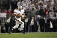 STATE COLLEGE, PA - NOVEMBER 7: Quarterback Terrelle Pryor #2 of the Ohio State Buckeyes rolls out to pass during a game against the Penn State Nittany Lions on November 7, 2009 at Beaver Stadium in State College, Pennsylvania. Ohio State won 24-7. (Photo by Hunter Martin/Getty Images)
