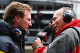 NURBURG, GERMANY - JULY 10:  Red Bull Racing Team Principal Christian Horner (L) is interviewed by Peter Windsor (R) during practice for the German Formula One Grand Prix at Nurburgring on July 10, 2009 in Nurburg, Germany.  (Photo by Mark Thompson/Getty Images)
