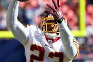 EAST RUTHERFORD, NJ - SEPTEMBER 13:  DeAngelo Hall #23 of the Washington Redskins warms up before playing the New York Giants on September 13, 2009 at Giants Stadium in East Rutherford, New Jersey.  (Photo by Jim McIsaac/Getty Images)