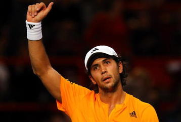 PARIS - NOVEMBER 10:  Fernando Verdasco of Spain celebrates wiining his second round match against Andreas Seppi of Italy during the ATP Masters Series at the Palais Omnisports De Paris-Bercy on November 10, 2009 in Paris, France.  (Photo by Clive Rose/Getty Images)