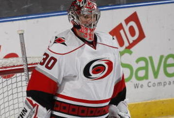 SUNRISE, FL - NOVEMBER 4: Goaltender Cam Ward #30 of the Carolina Hurricanes warms up prior to the game against the Florida Panthers on November 4, 2009 at the BankAtlantic Center in Sunrise, Florida. (Photo by Joel Auerbach/Getty Images)