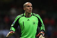 CARDIFF, UNITED KINGDOM - APRIL 01:  Germany goal keeper Robert Enke in action during the FIFA 2010 World Cup Qualifier match between Wales and Germany at the Millennium Stadium on April 1, 2009 in Cardiff, Wales.  (Photo by Bryn Lennon/Getty Images)