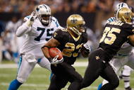 NEW ORLEANS - NOVEMBER 08:  Running back Pierre Thomas #23 of the New Orleans Saints at Louisiana Superdome on November 8, 2009 in New Orleans, Louisiana.  (Photo by Ronald Martinez/Getty Images)