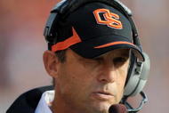 CORVALLIS, OR - OCTOBER 10: Head coach Mike Riley of the Oregon State Beavers looks on from the sidelines in the first quarter of the game against the Stanford Cardinals at Reser Stadium on October 10, 2009 in Corvallis, Oregon. (Photo by Steve Dykes/Getty Images)
