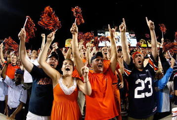 AUBURN, AL - SEPTEMBER 19:  Fans of the Auburn Tigers cheer against the West Virginia Mountaineers at Jordan-Hare Stadium on September 19, 2009 in Auburn, Alabama.  (Photo by Kevin C. Cox/Getty Images)