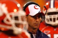 CLEMSON, SC - SEPTEMBER 26:  Head coach Dabo Swinney of the Clemson Tigers watches on from the sideliens during their game against the TCU Horned Frogs at Memorial Stadium on September 26, 2009 in Clemson, South Carolina.  (Photo by Streeter Lecka/Getty Images)