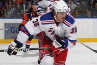 UNIONDALE, NY - OCTOBER 28:  P.A. Parenteau #38 of the New York Rangers skates against the New York Islanders at the Nassau Coliseum on October 28, 2009 in Uniondale, New York.  (Photo by Bruce Bennett/Getty Images)