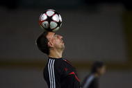 RAMAT GAN, ISRAEL - SEPTEMBER 14: (ISRAEL OUT) Franck Ribery of Bayern Munich controls the ball during a training session ahead of their Champions League match against Macabi Haifa on September 14, 2009 in Ramat Gan, Israel.  (Photo by Uriel Sinai/Getty Images)