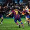 MONACO - AUGUST 28: Pedro Rodriguez (R) of Barcelona celebrates scoring the winning goal with team mates Xavi Hernandez (L) and Bojan Krkic during the UEFA Super Cup Final between FC Barcelona and Shakhtar Donetsk at The Stade Louis II Stadium on August 28, 2009 in Monaco, Monaco. (Photo by Laurence Griffiths/Getty Images)