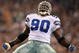 PHILADELPHIA - NOVEMBER 08:  Jay Ratliff #90 of the Dallas Cowboys reacts after he sacked Donovan McNabb #5 of the Philadelphia Eagles at Lincoln Financial Field on November 8, 2009 in Philadelphia, Pennsylvania.  (Photo by Al Bello/Getty Images)
